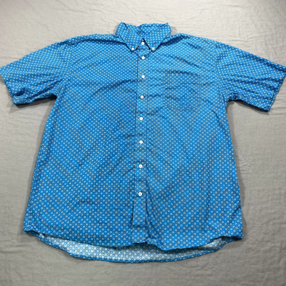 Roper Shirt Adult Extra Large Blue Short Sleeve Button Up Western Cowboy Mens